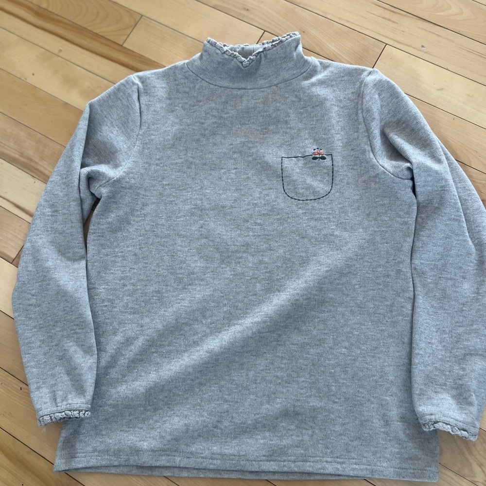 Grey Mock Neck Sweatshirt with Pocket Embroidery size M